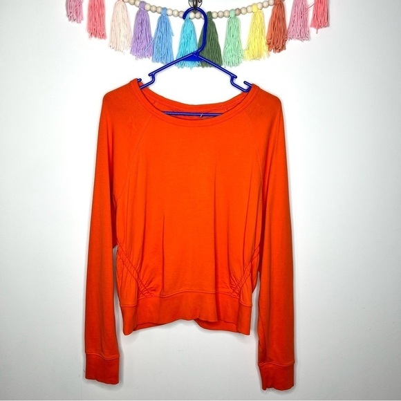 Athleta Orange Comfy Casual Pullover Crewneck Synched Back Sweatshirt Large - Picture 4 of 16